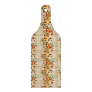 TABLA DE CORTAR TAN PLAID CON FLORES DE OTOÑO NARANJA
