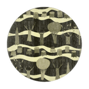 Tabla De Cortar Tapiz de bosques grises: patrón de árboles.