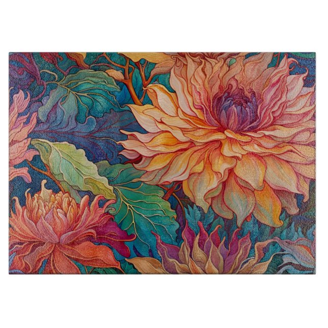 Tabla De Cortar Tapiz floral de Dahlia (Anverso)