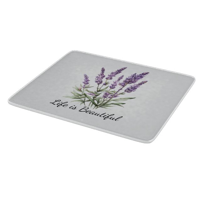 Tabla De Cortar Tarde de boda floral lavanda gris romántico (Borde)