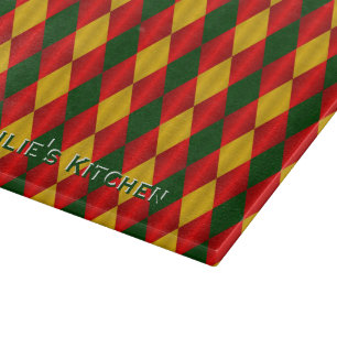 Tabla De Cortar TARJETA DE CORTE DE Oro-Harlequin-Red-Green-plegad