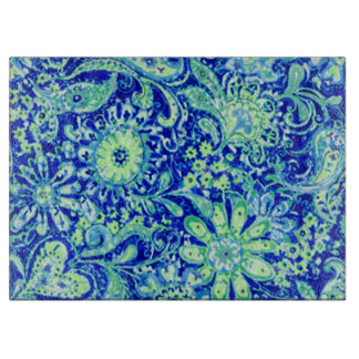 Tabla De Cortar Tarjeta de corte floral azul