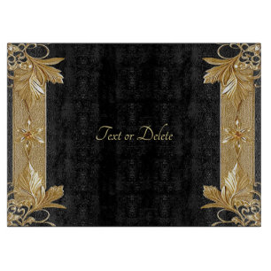 Tabla De Cortar Tarjeta de corte floral Ornate Gold Black