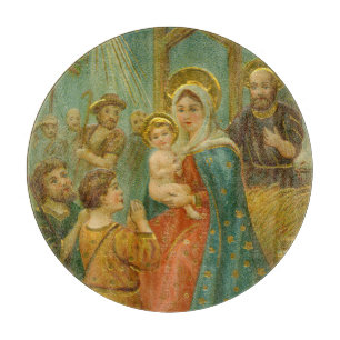 Tabla De Cortar Tarjeta de Navidad de la Era Eduardiana Antigua de