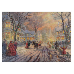 Tabla De Cortar Tarjeta de paisaje nevado de Navidad Victoriana vi
