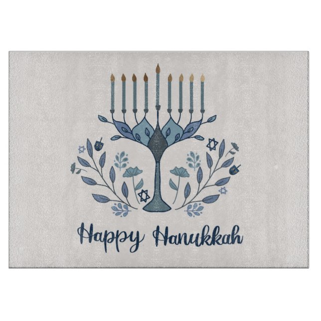 Tabla De Cortar Tarjeta de vidrio Hanukkah Candles (Anverso)
