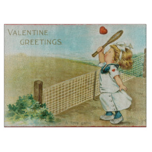 Tabla De Cortar Tarjeta del Día de San Valentín con tema de tenis 