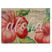 Tarjeta postal vintage de hibisco hawaiano