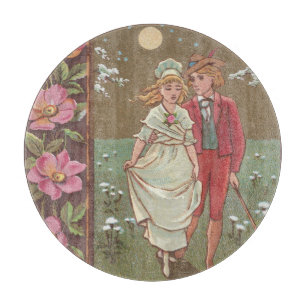 Tabla De Cortar Tarjeta Romántica Antigüa del Día de San Valentín,