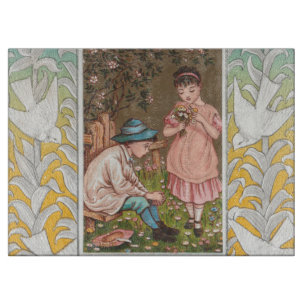 Tabla De Cortar Tarjeta vintage de San Valentín de la era victoria