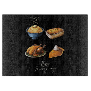 Tabla De Cortar Tarta De Calabaza De Acción De Gracias Feliz Retro