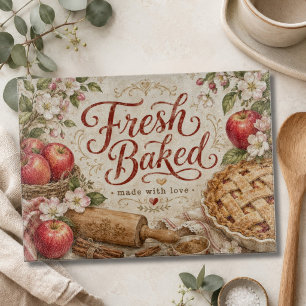 Tabla De Cortar Tarta De Manzanas Frescas Horneadas Estilo Granja