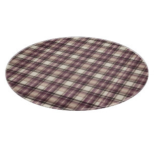 Tabla De Cortar Tartan Plaid de Plum Purpura Vintage y Crema