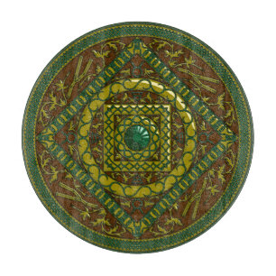 Tabla De Cortar Taurus Mandala Glass Cutting Board