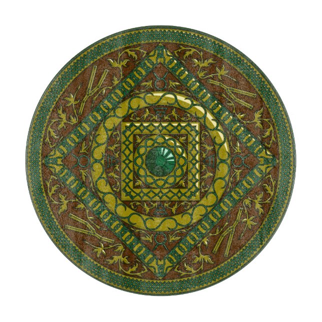 Tabla De Cortar Taurus Mandala Glass Cutting Board (Anverso)