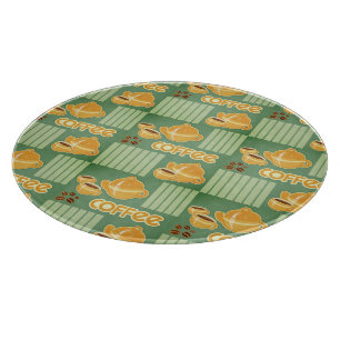 Tabla De Cortar Tazas de café, pote del café y granos de café