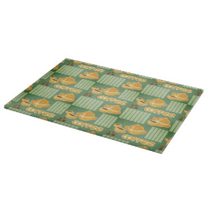 Tabla De Cortar Tazas de café, pote del café y granos de café