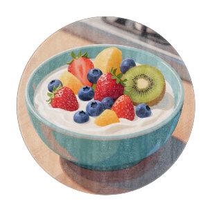 Tabla De Cortar Tazón de Yogur de Fruta Fresca