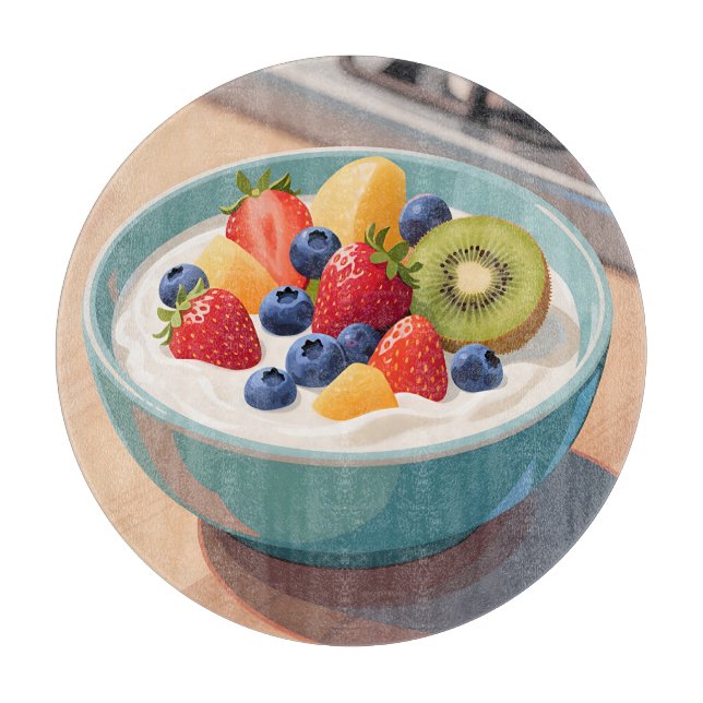 Tabla De Cortar Tazón de Yogur de Fruta Fresca (Anverso)