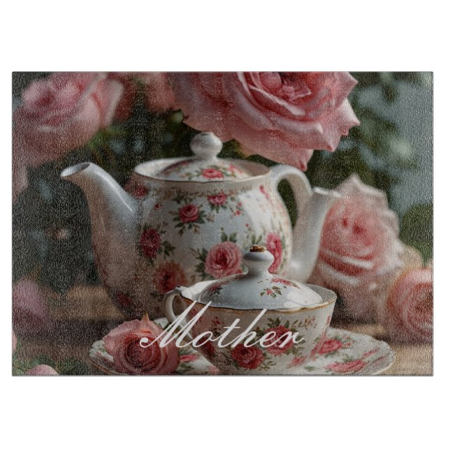 Tabla De Cortar Té Rosa de col rosa (Anverso)