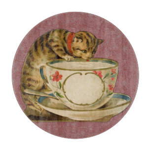 Tabla De Cortar Teacup Cat Cute Vintage Victorian