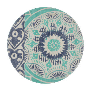 Tabla De Cortar Teja azul III del batik
