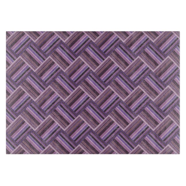 Tabla De Cortar Tejido diagonal de rayas malvas (Anverso)