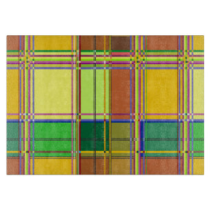 Tabla De Cortar Tela de Madras de Tartán Colorido del Caribe