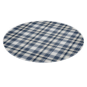 Tabla De Cortar Tela escocesa blanca azul 1