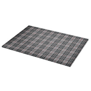 Tabla De Cortar Tela escocesa del pixel en gris con la raya roja