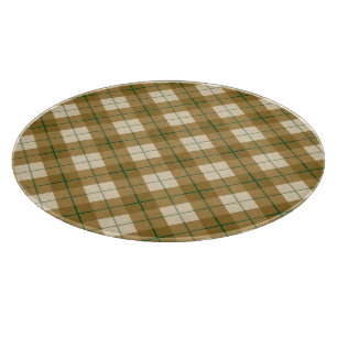 Tabla De Cortar Tela escocesa diagonal en oro con la raya verde