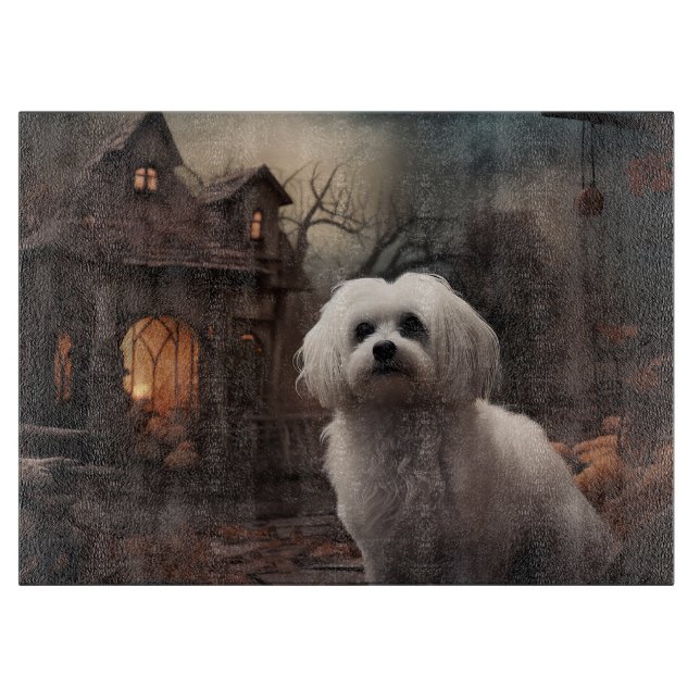 Tabla De Cortar Temeroso de Halloween maltés (Anverso)