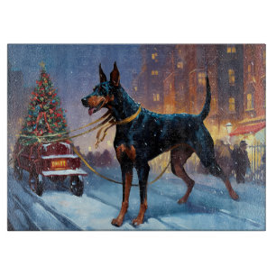 Tabla De Cortar Temporada festiva de Navidad de Doberman