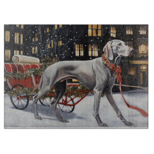 Tabla De Cortar Temporada Navideña del Weimaraner