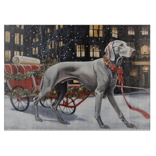 Tabla De Cortar Temporada Navideña del Weimaraner (Anverso)