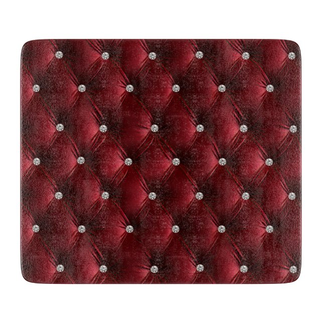 Tabla De Cortar Terciopelo Faux de la Moda Roja Cálida (Anverso)