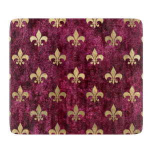 Tabla De Cortar Terciopelo Rojo Fleur De Lis Mardi Gras Patrón de