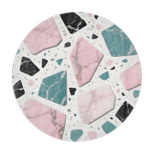 Tabla De Cortar Terrazo Mármol Pastel Rosa Verde Moderno