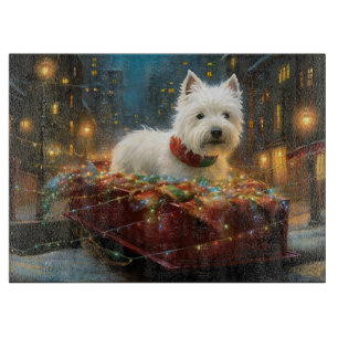 Tabla De Cortar Terrier Blanco de West Highland Navidad Festiva