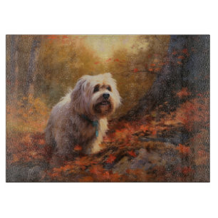 Tabla De Cortar Terrier Tibetano en Otoño Hojas Caídas Inspiran