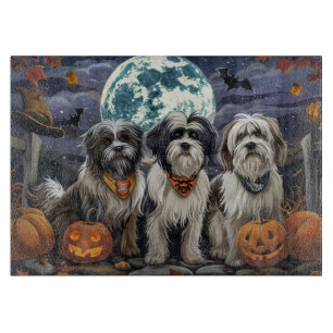 Tabla De Cortar Terrier Tibetano Halloween Espeluznante