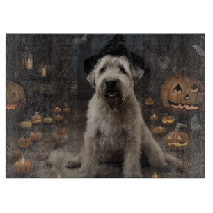 Tabla De Cortar Terrier Trigo Calabazas Halloween Espeluznante