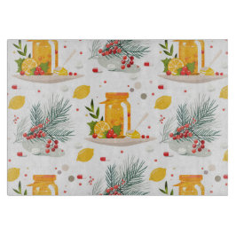 Tabla De Cortar Tetera, limón, taza de té y flor