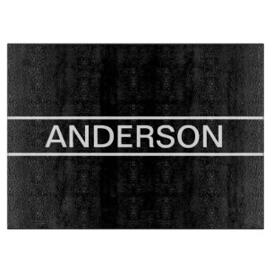 Tabla De Cortar Texto personalizable Negro y blanco moderno y ne