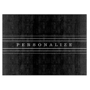 Tabla De Cortar Texto Personalizado y franjas modernas   Blanco y 