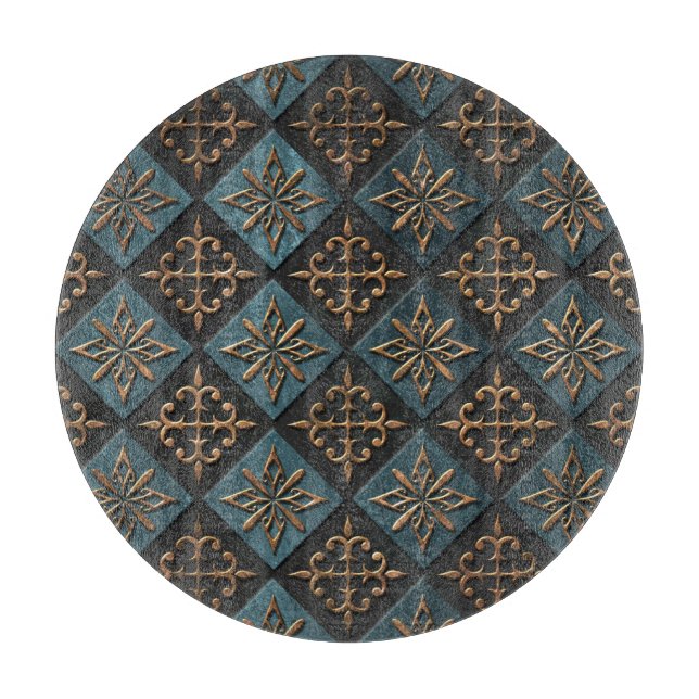 Tabla De Cortar Textura de bronce con estampado. (Anverso)