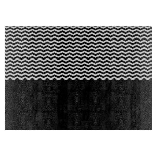 Tabla De Cortar Textura rayada modelo blanco negro de Chevron