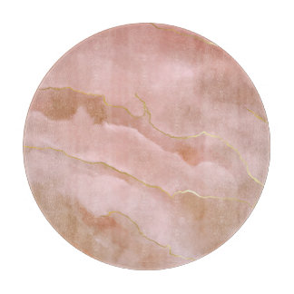 Tabla De Cortar Textura rosa de oro de mármol líquido