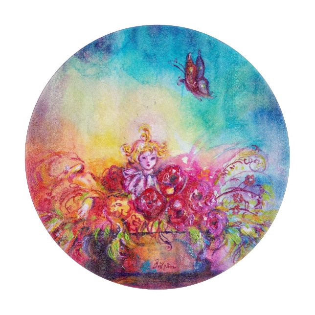 TABLA DE CORTAR THUMBELINA, BAÑERA DE FLORES Y MARIPOSA (Anverso)