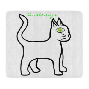 Tabla De Cortar Thunder_Cove de gato minimalista de ojo verde